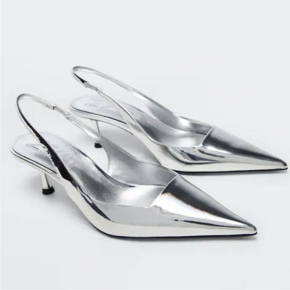 Never Worn Mango Metallic Heal Shoes NWT